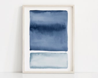 Blue Wall Decor, Abstract Print, Abstract Printable Art, Navy Blue Print, Living Room Wall Art, Geometric Abstract Print, Coastal Wall Art