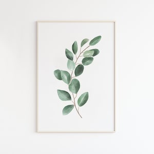 Eucalyptus Print, Botanical Print, Printable Wall Art, Eucalyptus Watercolor, Minimalist Print, Leaf Print, Botanical Wall Decor image 1