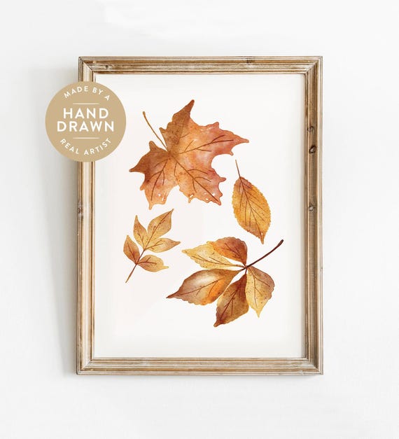 Watercolour Falling Leaves Fall Print, Fall Printable Art, Rustic Print, Fall Wall art, Fall decor, Autumn Print, Fall Sign, Fall painting