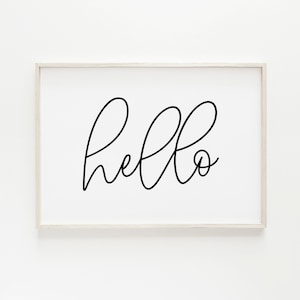 Modern Hello Print, Printable Art, Minimalist Typography Print, Entry ...