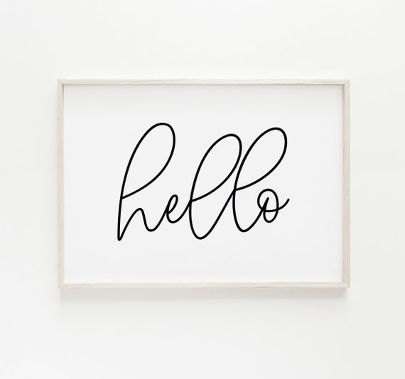 Modern Hello Print, Printable Art, Minimalist Typography Print, Entry Way Decor, Nursery Print, Scandinavian Wall Art, Typography Poster