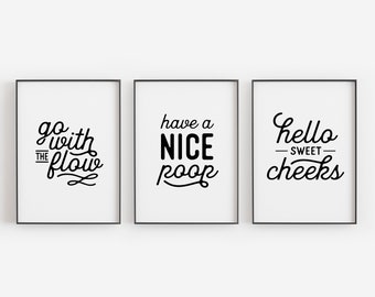 Bathroom Wall Decor, Set of 3 Bathroom Prints, Funny Bathroom Prints, DIGITAL DOWNLOAD, Bathroom Wall Art, Printable Wall Art Set