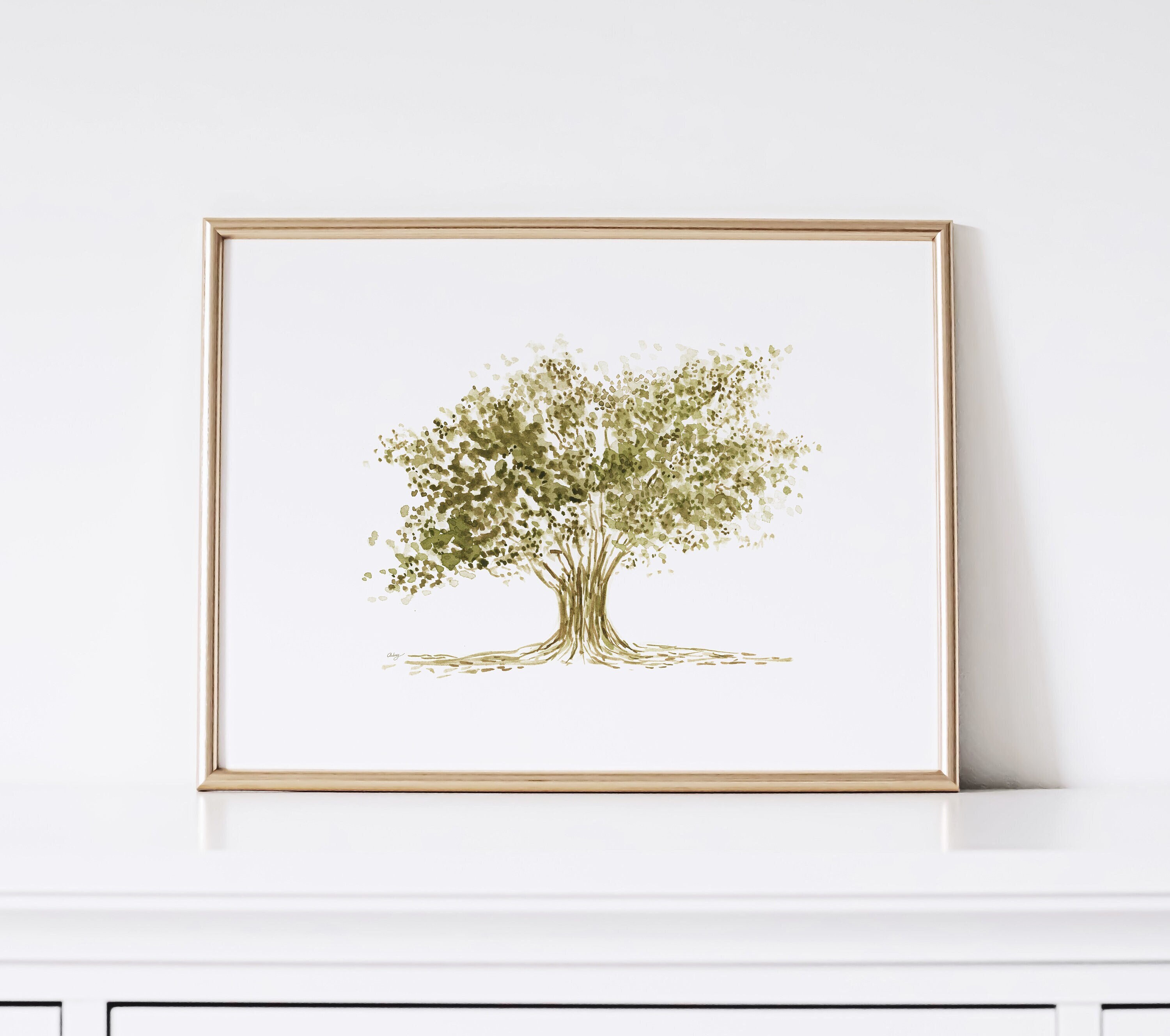 Tree Printable Wall Art, Watercolour Tree Painting, Nature Print, Botanical Wall Decor, Vintage Inspired Fine Art, Original Artist