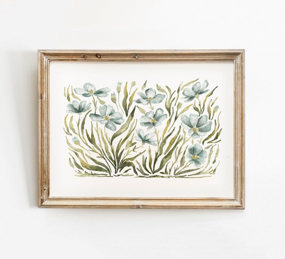 Spring Wildflower Print, Spring Printable Wall Art, Abstract flower Watercolour painting, Floral Botanical Print, Easter Decor, Boho Nursery