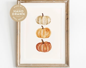 Pumpkin Print Fall Decor, Pumpkin Printable Wall Art, Pumpkin Watercolour Painting, Fall wall art, Rustic fall Print, Fall Farmhouse