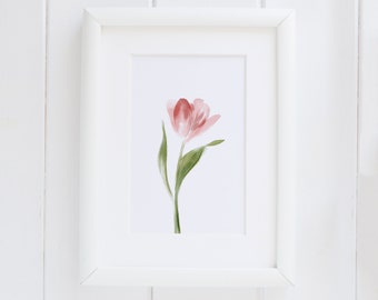 Blush Pink Tulip Watercolor Print, Spring printable wall art, Botanical Print, Floral Wall Art, Spring Decor, Easter Print, large art