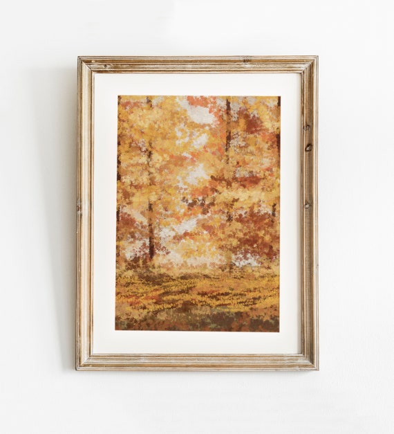 Fall Trees Printable Wall Art, Fall Landscape Print, Fall Wall Art, Autumn Oil Painting, Landscape Farmhouse Print, Fall Wall Decor