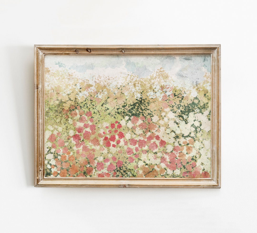 Art mural imprimable floral printanier, impression de paysage de fleurs sauvages, impression de printemps de fleurs abstraites, peinture à