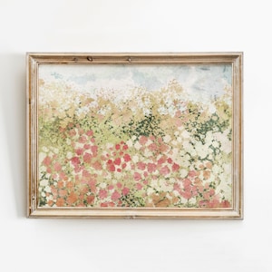 Floral Spring Printable Wall Art, Wildflower Landscape Print, Abstract Flower Spring Print, Flower Meadow Oil Painting, Vintage style art
