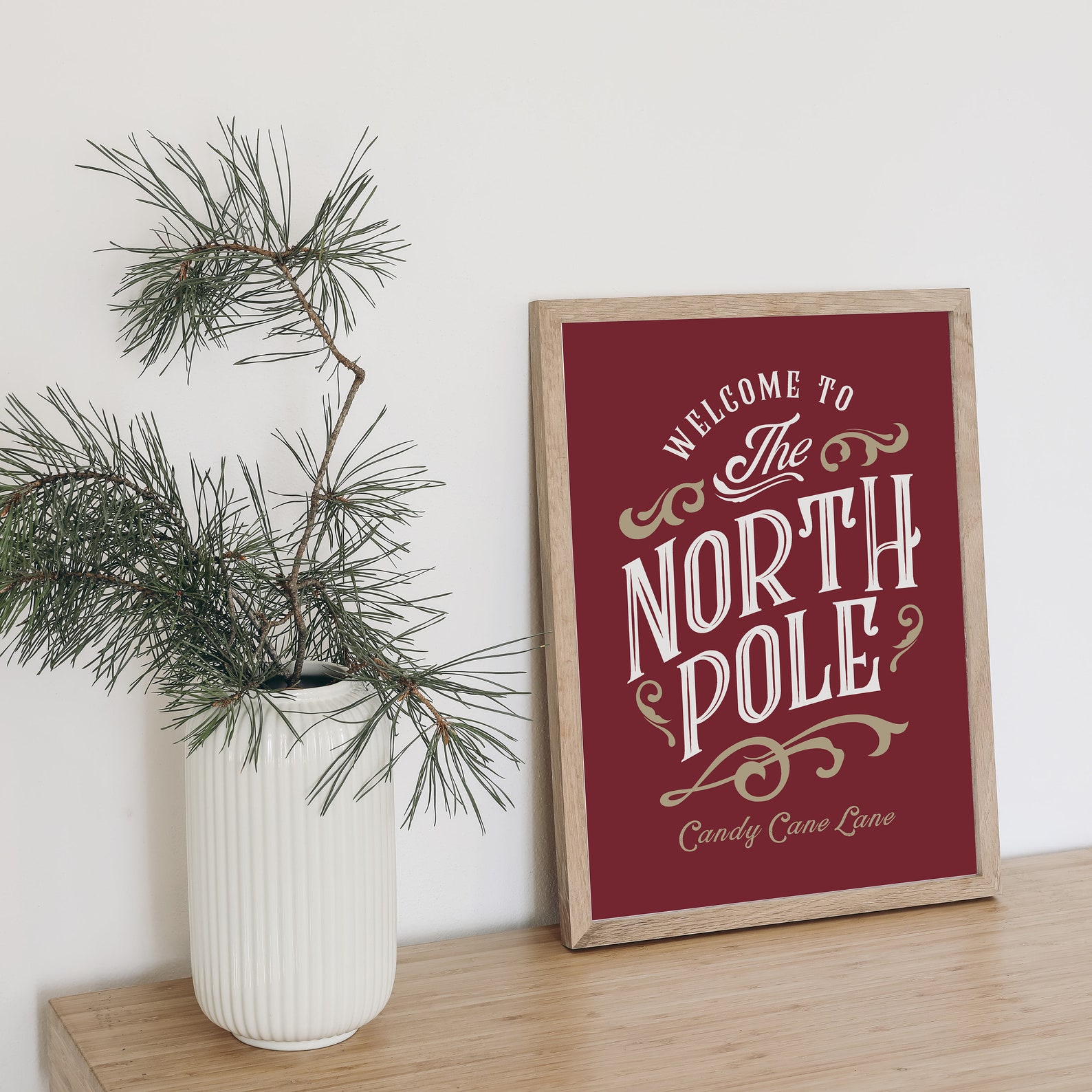North Pole Print, Vintage Christmas Printable Wall Art, Christmas Print ...