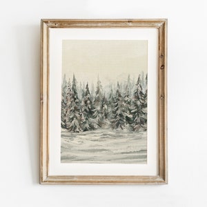 Winter Landscape Printable Wall Art, Christmas Print, Winter Forest Print, Winter painting, Christmas Wall Decor, Vintage Style Oil Painting