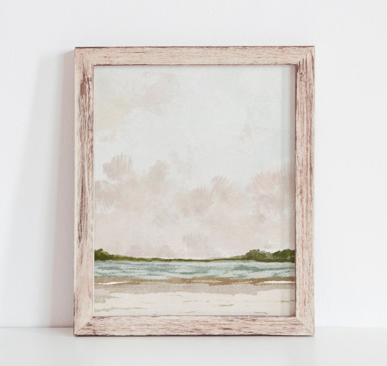 Beach Print, Neutral Landscape Print, Printable Wall Art, Coastal Print, Ocean Print, Summer Print, Lake Poster, Seascape Oil Painting image 3