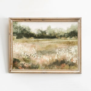 Spring Scenery Landscape Print, Summer Printable Wall Art, Farmhouse Decor, Flower Field Landscape Oil Painting, Original Artist image 5