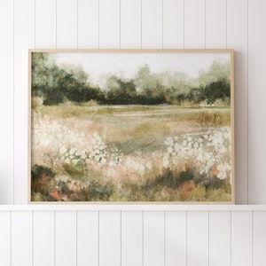 Spring Scenery Landscape Print, Summer Printable Wall Art, Farmhouse Decor, Flower Field Landscape Oil Painting, Original Artist image 4