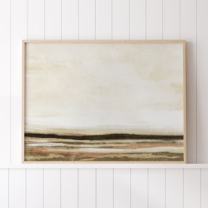 Neutral Landscape Print, Modern Landscape Printable Wall Art, Abstract Beige Landscape Oil Painting, Farmhouse wall decor, Sky painting
