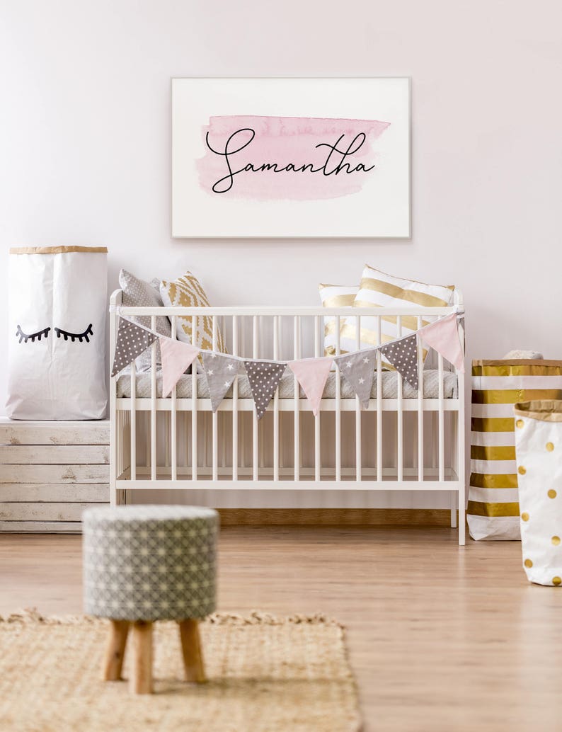 Name sign above crib/Baby name print/Custom Name wall art Etsy