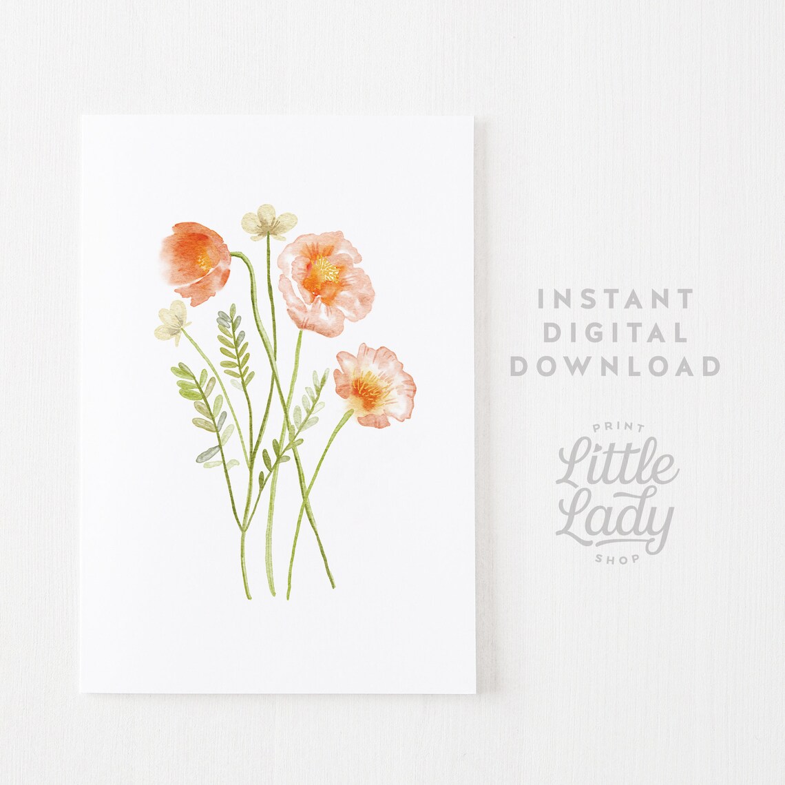 Flower Printable Wall Art, Vintage Style Floral Print, Botanical Print ...