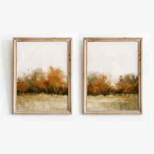 Set von 2 Herbst Landschaft Drucke, Herbst Bäume druckbare Wandkunst, Wald Landschaft Vintage Stil Gemälde, großer digitaler Download