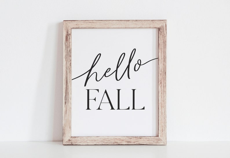 Hello Fall Wall Art, Fall Printables, Farmhouse style decor, country decor, Fall print download, Fall Decor, Fall signs, Modern Fall Print image 1