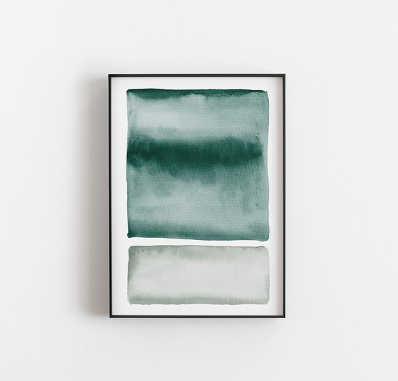 Emerald Green Wall Art Abstract Painting Watercolor Art Print Printable Digital Download Modern Minimalist Large Wall Art Green Decor