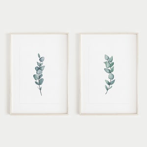 Set of 2 prints, Eucalyptus Print, Botanical Print, Printable Art, Wall Art, Minimalist Print, Leaf Print, Bedroom Decor, Rustic Wall Decor image 1