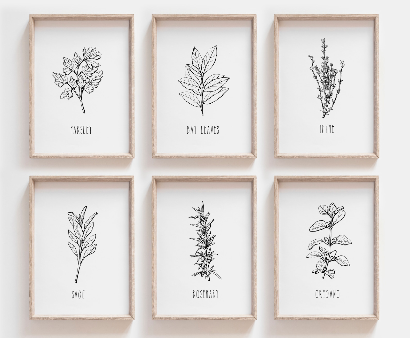 botanical herb prints set of 4 unframed botanical herb... Set of 6 Herb Prints, Kitchen Printable Art, Botanical Print, Kitchen ...