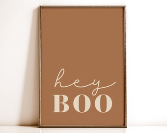 Funny Halloween Decor, Hey Boo Fall Print, Printable Wall Art, Halloween Print, DIY halloween decorations, High Res Digital Download