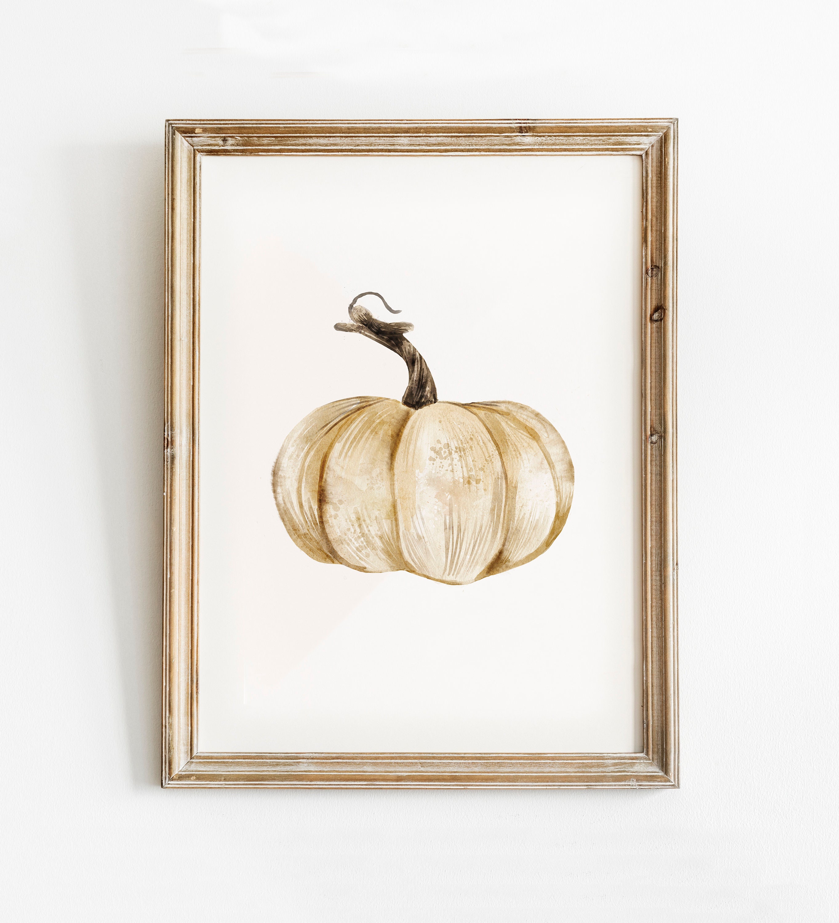 Fall Prints, White Pumpkin Watercolour Prints, Printable Wall Art, Fa…