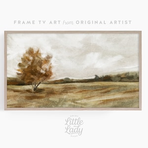 Muted Fall Landscape Frame TV Art, Vintage Style Painting, Neutral Country Autumn Scenery Tv Image, Thanksgiving frame tv