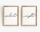 Christmas Printable,Minimalist Christmas Print,Set of two prints, Silent Night Print,Holiday Decor,Christmas Decor,Christmas Wall Art