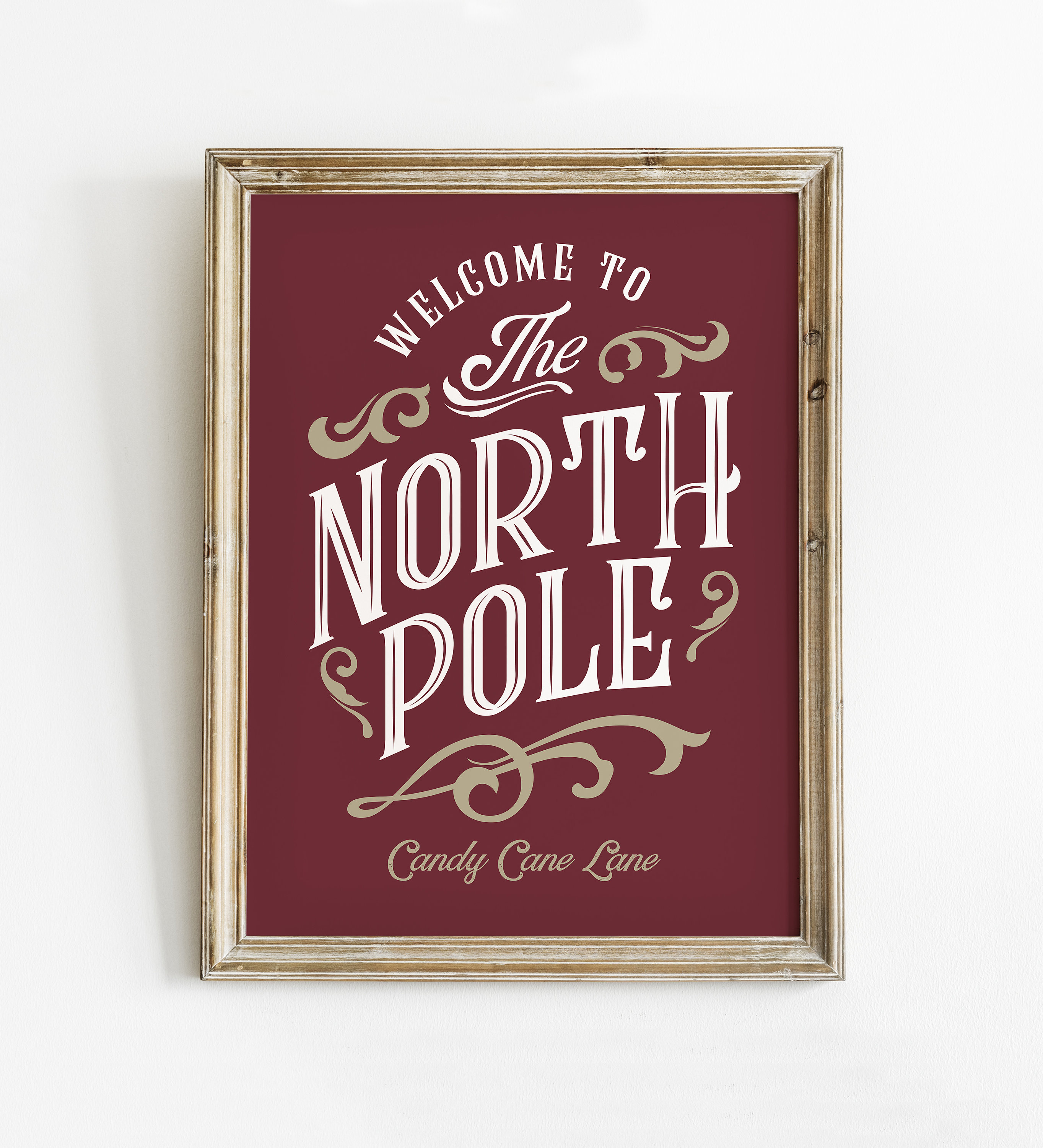 North Pole Print, Vintage Christmas Printable Wall Art, Christmas Print ...