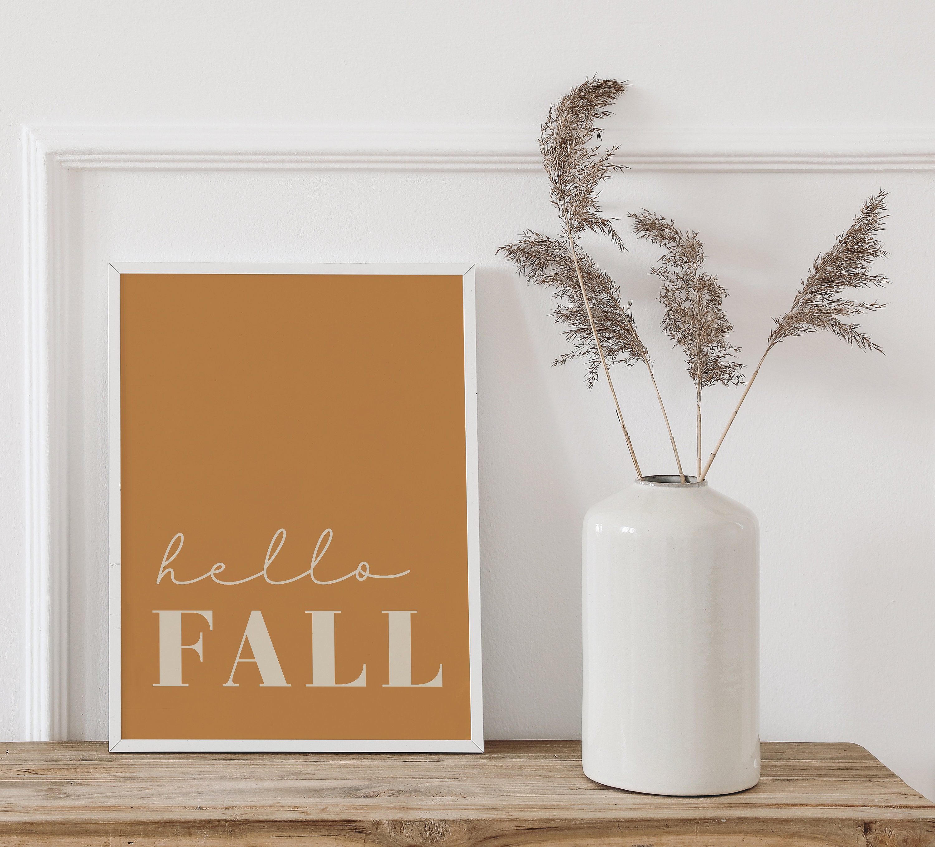 Orange Hello Fall Printable Wall Art, Fall Print, Modern Autumn Decor ...
