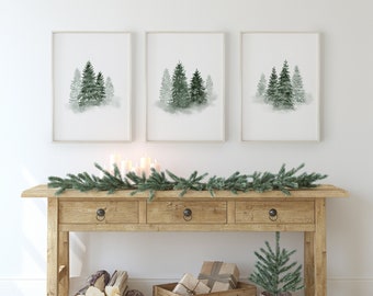 TAEDIN Weihnachts-Wandkunst Poster – 30,5 X 40,6 Cm, Grün, Mit Holzrahmen & Aufhängung – Winterdeko Für Zuhause