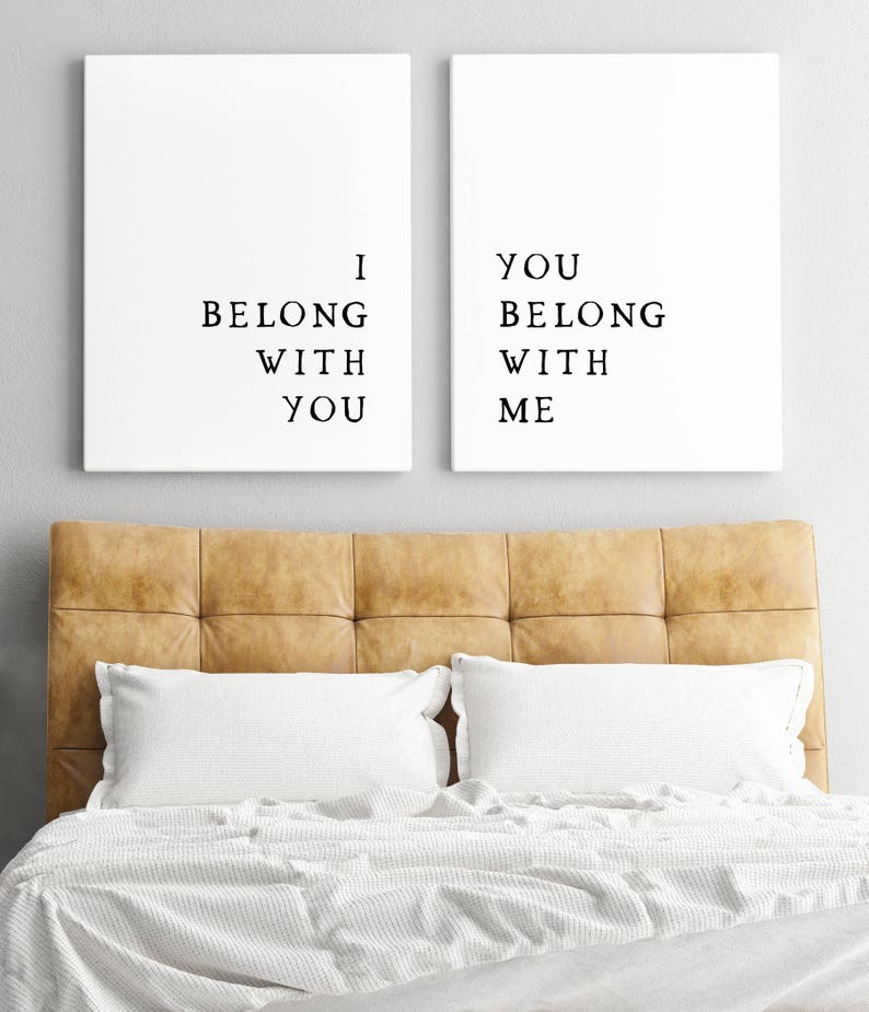 Set of 2 prints-Rustic Decor-Wedding Gift-Bedroom Decor-Printable Art-I belong With you-You belong with me-Minimalist Print Rustic Wall Art image 2