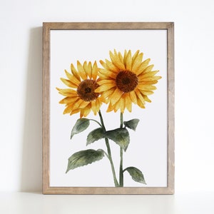 Sunflower Printable Art, Fall print, Fall Wall Art, Sunflower Print, Rustic fall decor, Sunflower watercolour painting, Autumn wall decor