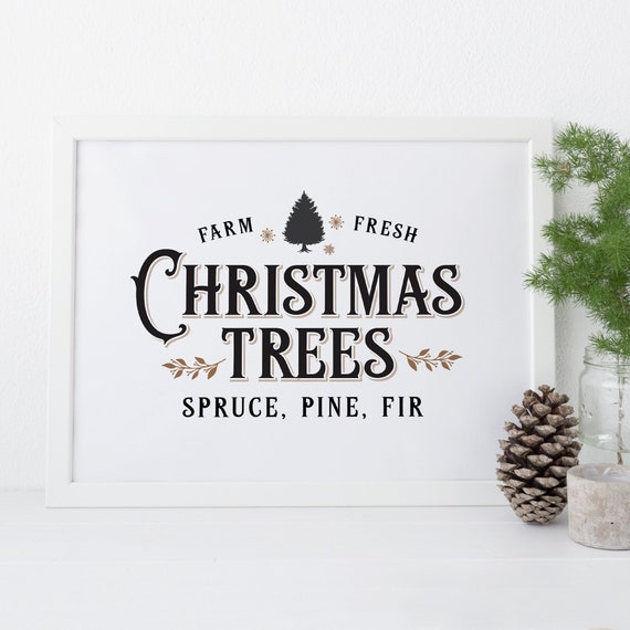 Christmas Printable, Christmas Print, Christmas Decor, Holiday Printable, Fresh Tree Christmas Sign, Vintage Christmas