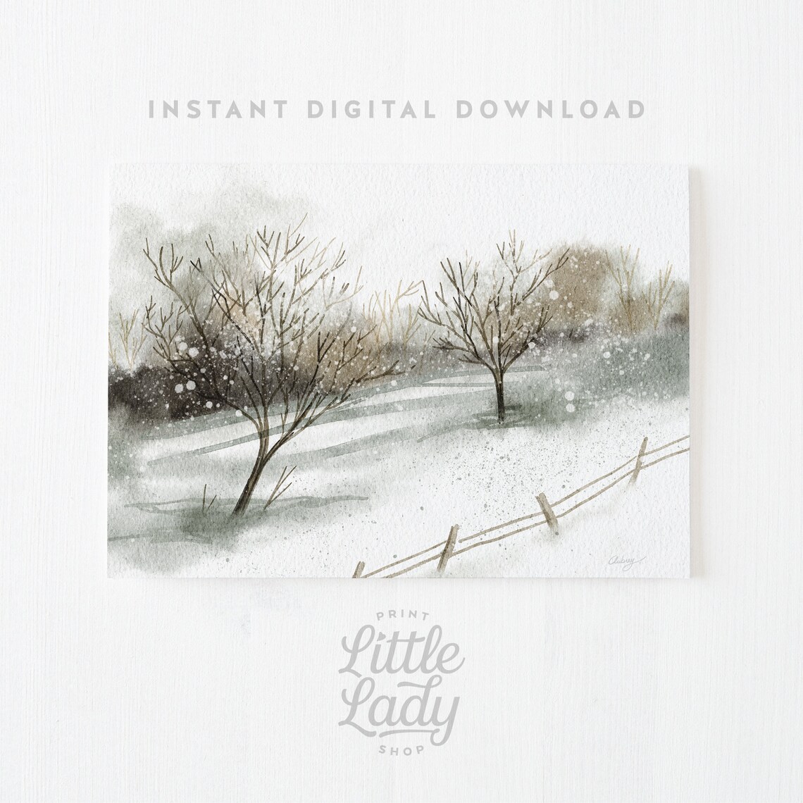 Winter Landscape Printable Wall Art Neutral Winter Print - Etsy