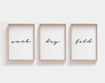 Laundry Room Print, Laundry Print, Printable Art,Laundry Room Signs, Laundry Room Decor, Wash Dry Fold Print, Set of 3 prints, Modern Print