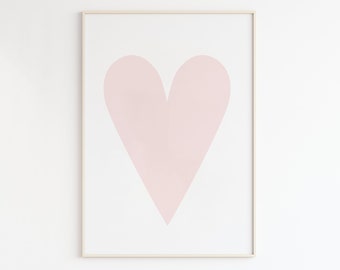 Valentines Day Print, Printable Wall Art, Pink Heart Print, Nursery Print, Modern Wall Decor, Printable Art, Girls room decor, Heart Poster