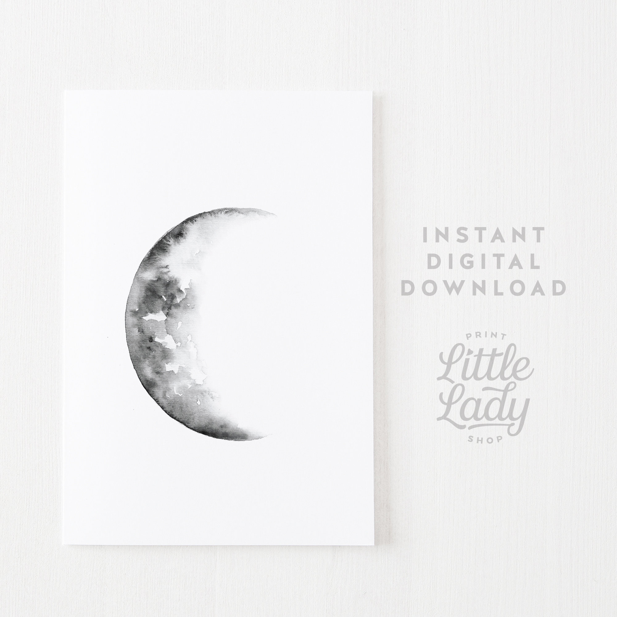 Moon Print, Moon Phase Watercolor Painting, Printable Art