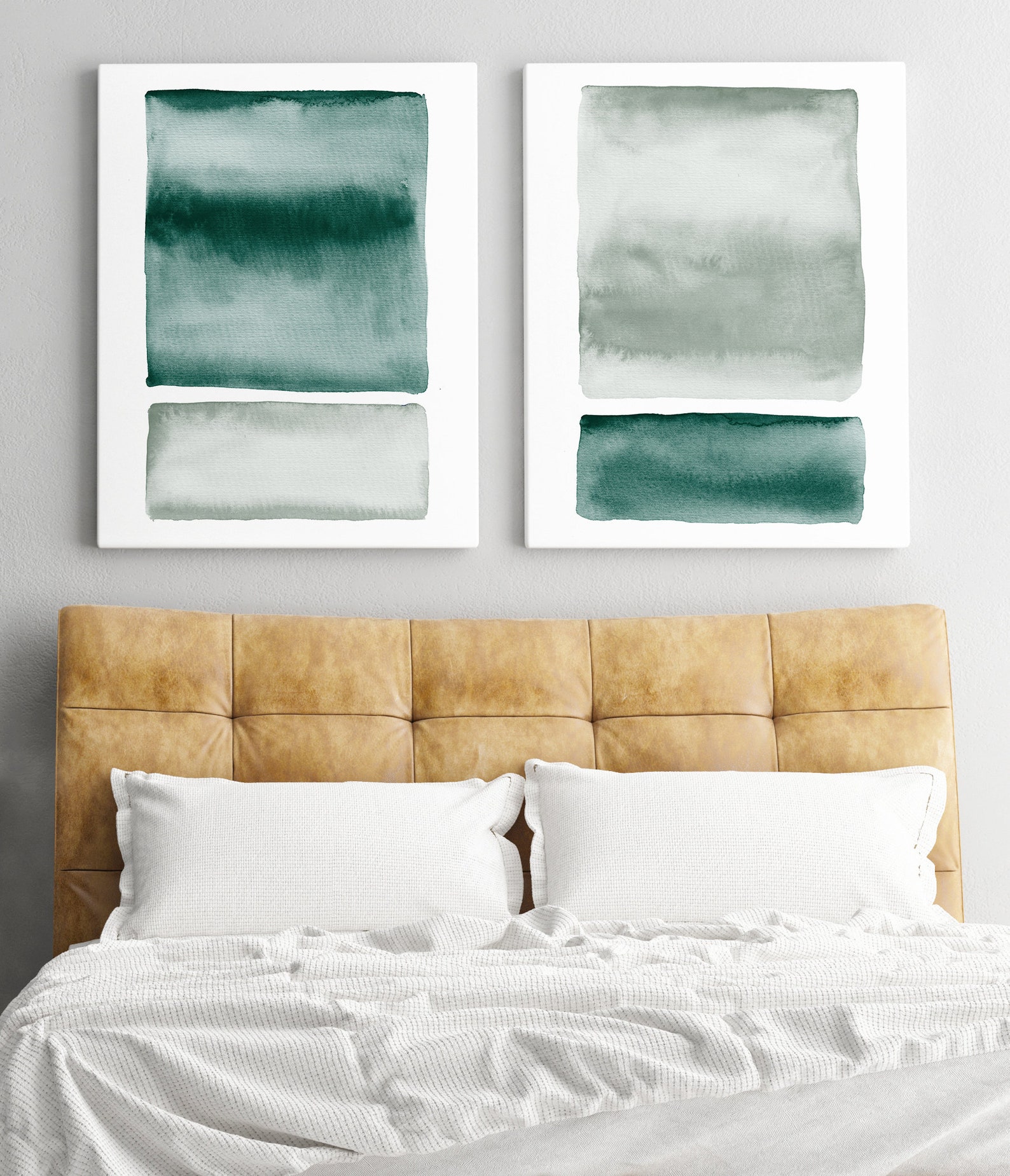 Emerald Green Wall Art Abstract Painting Watercolor Art Etsy