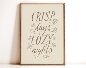 Cozy Fall Printable Wall Art, Neutral Fall Decor Print, Modern Autumn Decor, Farmhouse Thanksgiving Decorations, Fall Sayings Poster