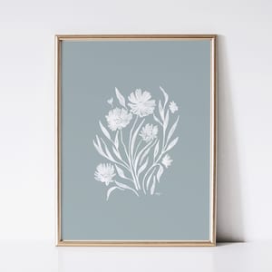 Impression de fleurs abstraites en sourdine, Art mural imprimable de fleurs sauvages, décor de campagne français, affiche botanique, art de style vintage, artiste original