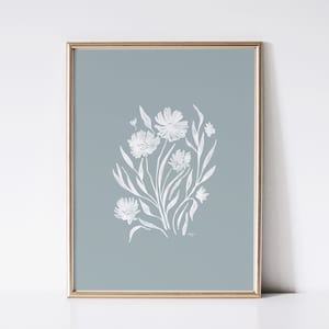 Muted Abstract flower Print, Wildflower Printable Wall Art, French Country Decor, Botanical Poster, Vintage Style Art, Original Artist