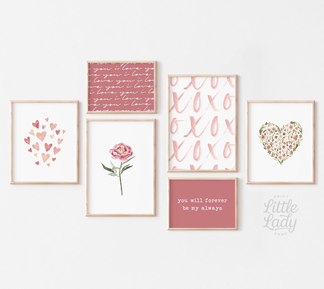 Valentines Day Printable Art, Valentines Day Decor, Set of 6 Valentine ...