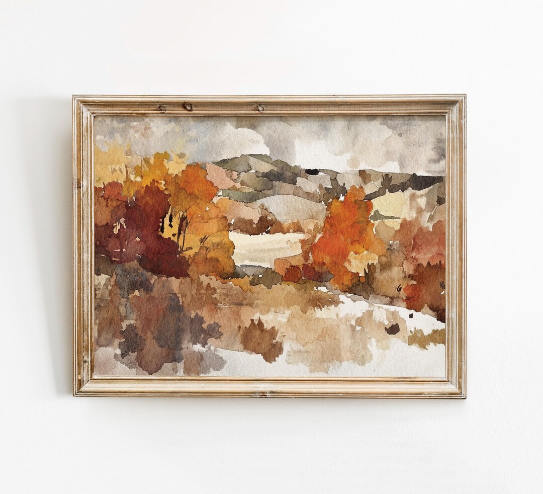 Abstract Fall Landscape Painting Printable Wall Art, Autumn ...