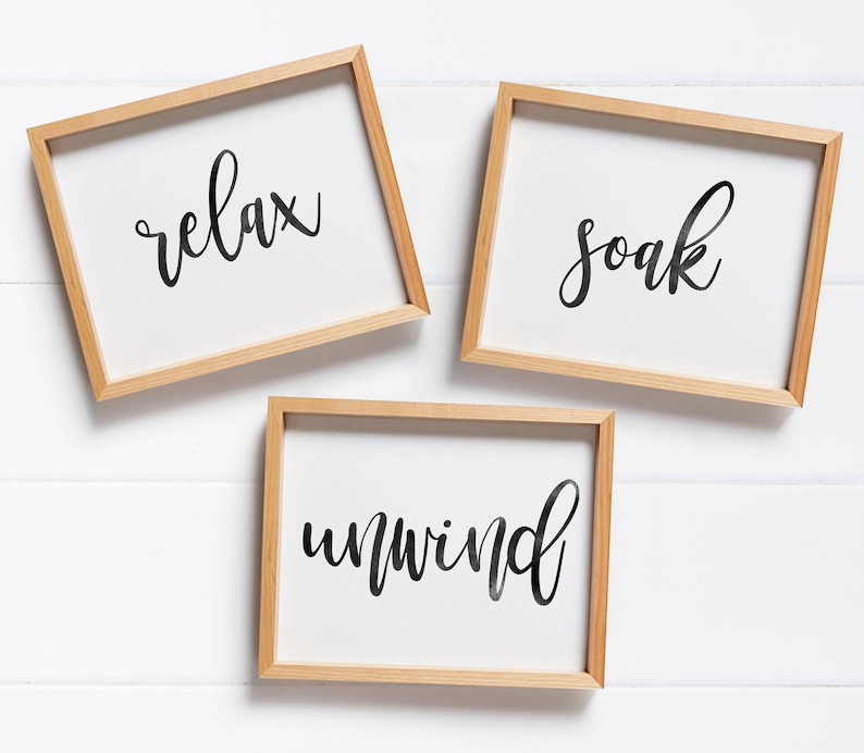 Bathroom Printable Bathroom Signs Relax Soak Unwind - Etsy