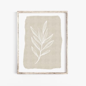 Botanical Leaf Print, Botanical Print, Leaf printable, Olive Leaf Print, Printable art, Beige Print, Neutral Wall art, Living Room Decor