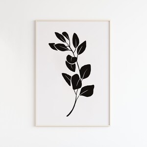 Black Eucalyptus Leaf Print, Graphic leaf art, Living room wall decor, botanical print, Office wall art, Neutral print, Modern wall art