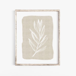 Leaf printable art, Botanical Print, Neutral Print, Modern Farmhouse Wall Art, Beige olive leaf branch Print, Floral Art, leaf painting